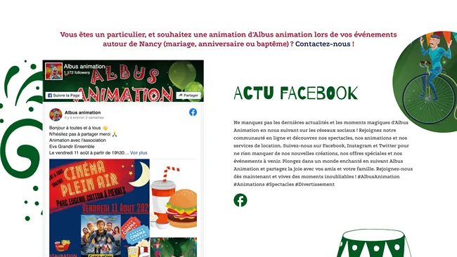 Aperçu du template Clown & animation