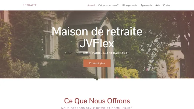 Aperçu du template Maison de retraite